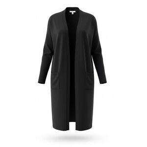 Sleek Black Open Front Cardigan